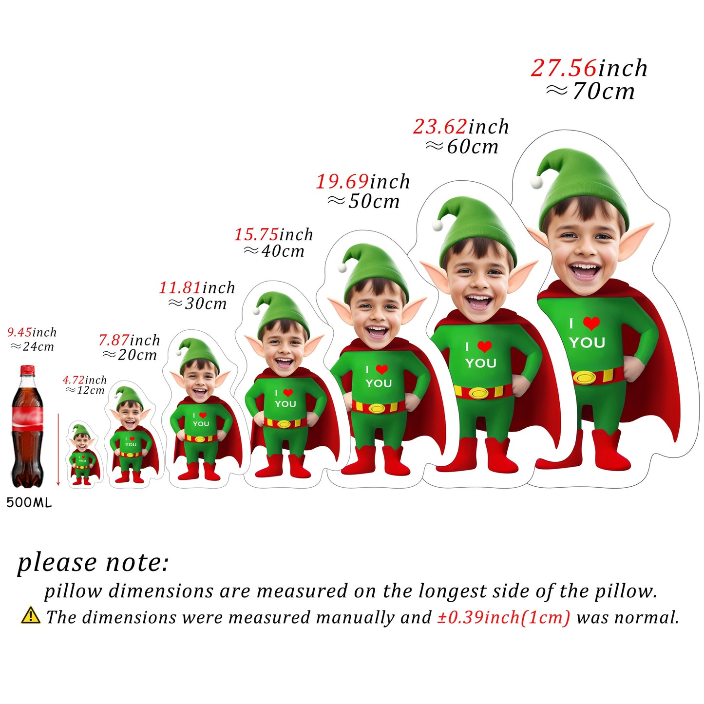 Custom Elf Doll Face Pillow, Personalize Photo Pillow, Girl Christmas Gift, Christmas 3D Elf Toy,Person Face Pillow,Custom Elf Photo Cushion