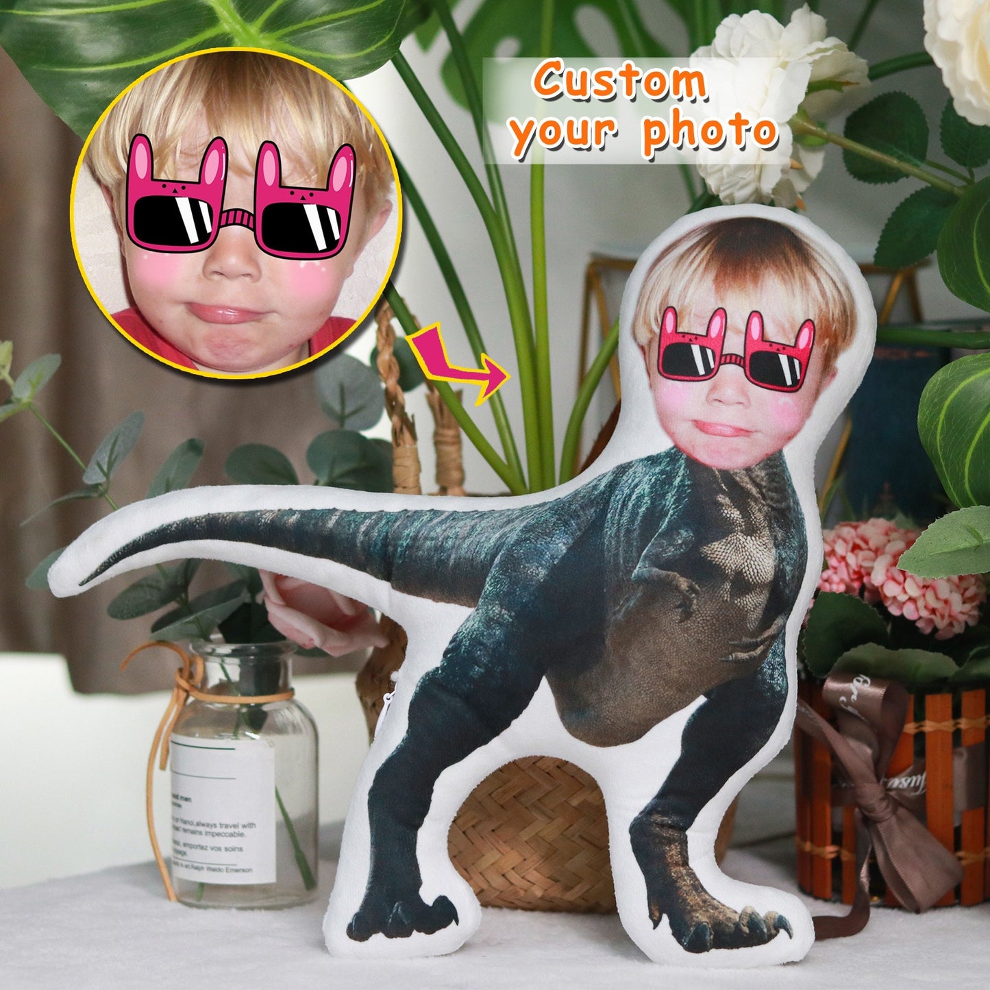 Personalized Human Face Animal Pillow,Custom Photo Cushion, Spoof Gifts, Party Gifts, Birthday Gift for Men, Customized Christmas Gifts