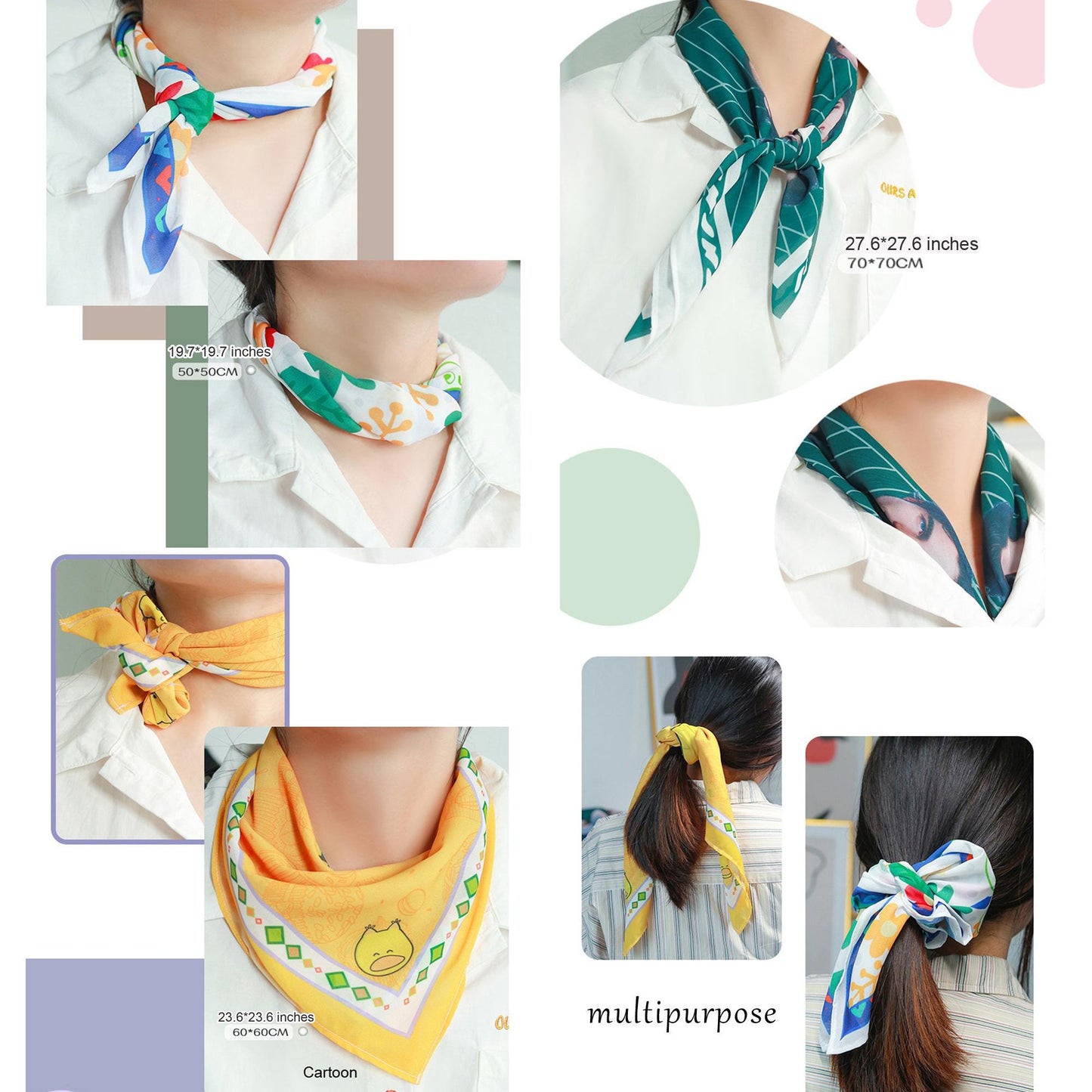 Custom Scarf with Dog Photo, Personalized Pet Portrait Chiffon Square Neck Scarf, Unique Memorial Gift, Printing Scarves, DIY Picture Shawls