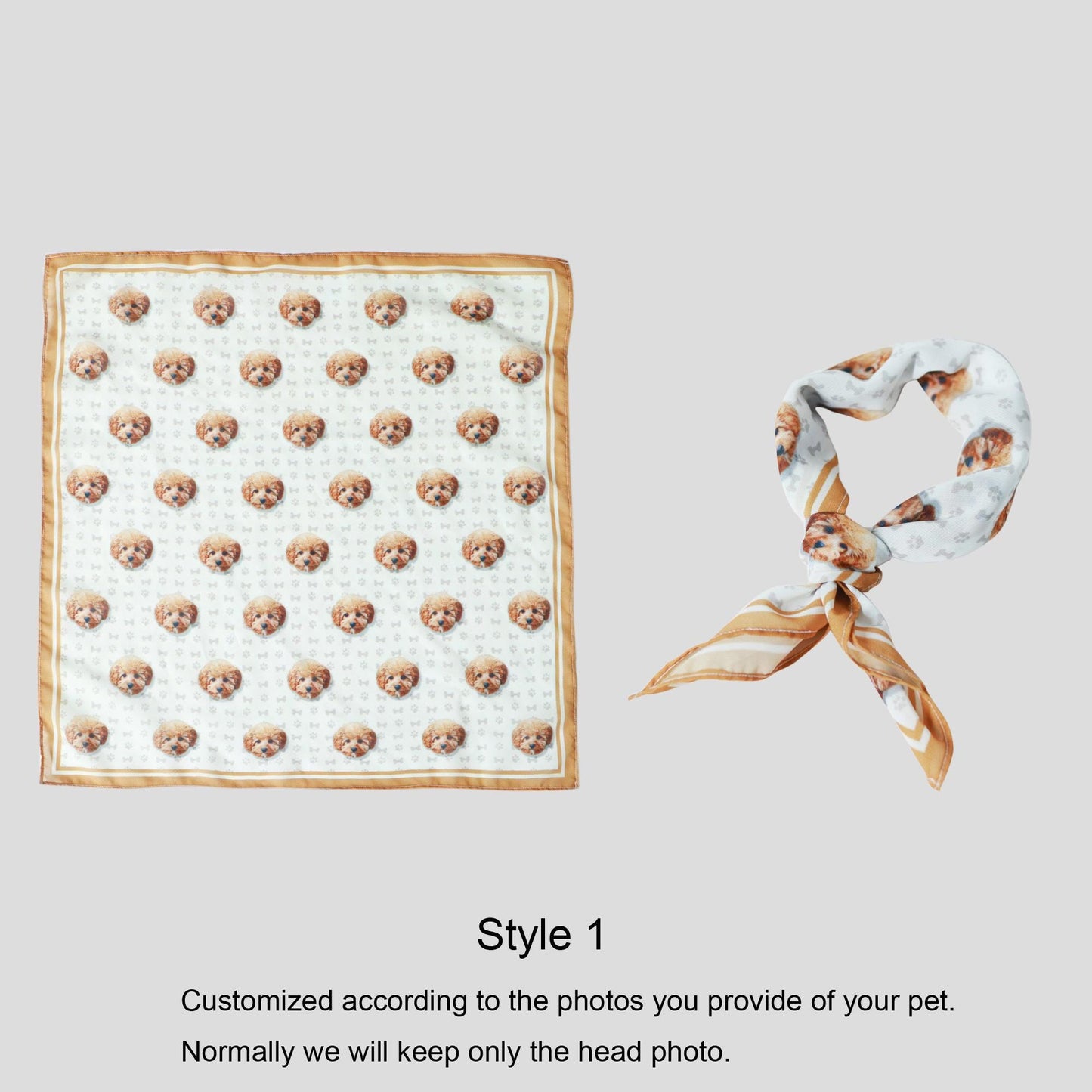 Custom Scarf with Dog Photo, Personalized Pet Portrait Chiffon Square Neck Scarf, Unique Memorial Gift, Printing Scarves, DIY Picture Shawls